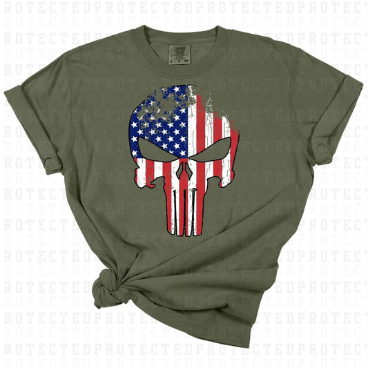 MILITARY SKULL AMERICAN FLAG - DTF TRANSFER