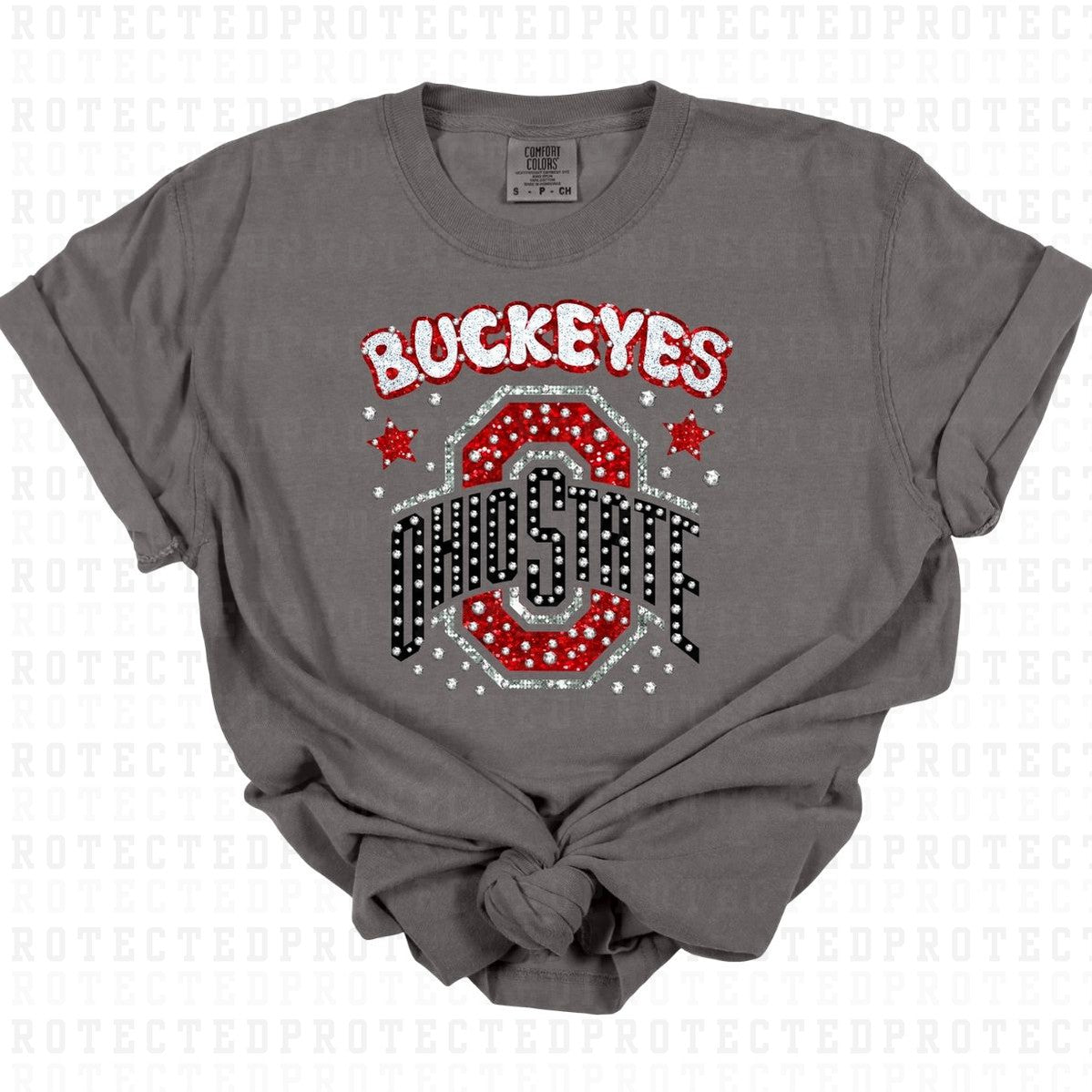 BUCKEYES *FAUX RHINESTONES/FAUX SEQUIN* - DTF TRANSFER