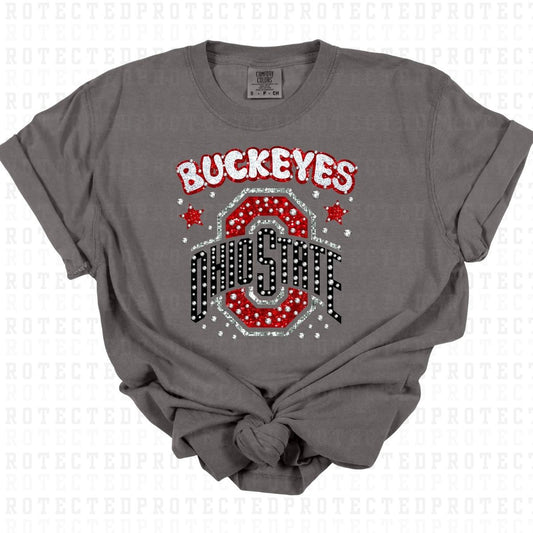 BUCKEYES *FAUX RHINESTONES/FAUX SEQUIN* - DTF TRANSFER