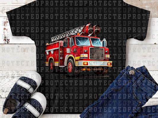 FIRETRUCK - NO WATERCOLOR BACKGROUND - DTF TRANSFERS