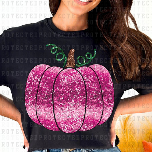 FAUX SEQUIN PINK PUMPKIN -  DTF TRANSFER