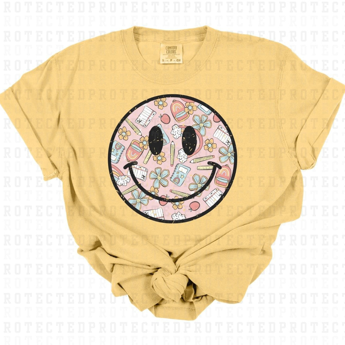 SCHOOL SUPPLIES SMILEY *GRUNGE* - DTF TRANSFER