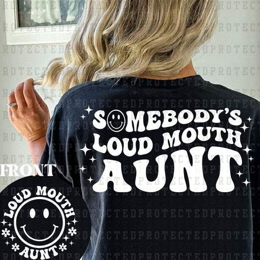 LOUD MOUTH AUNT (SINGLE COLOR/POCKET+BACK) - DTF TRANSFER