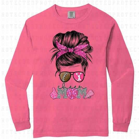 MESSY BUN CHEER MOM *PINK* - DTF TRANSFER