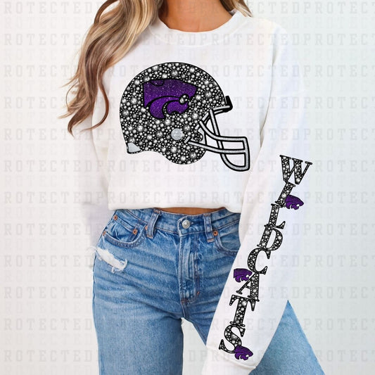 WILDCATS *FAUX RHINESTONES/SLEEVE DESIGN COMES IN 6"* (FULL FRONT/1 SLEEVE) - DTF TRANSFER