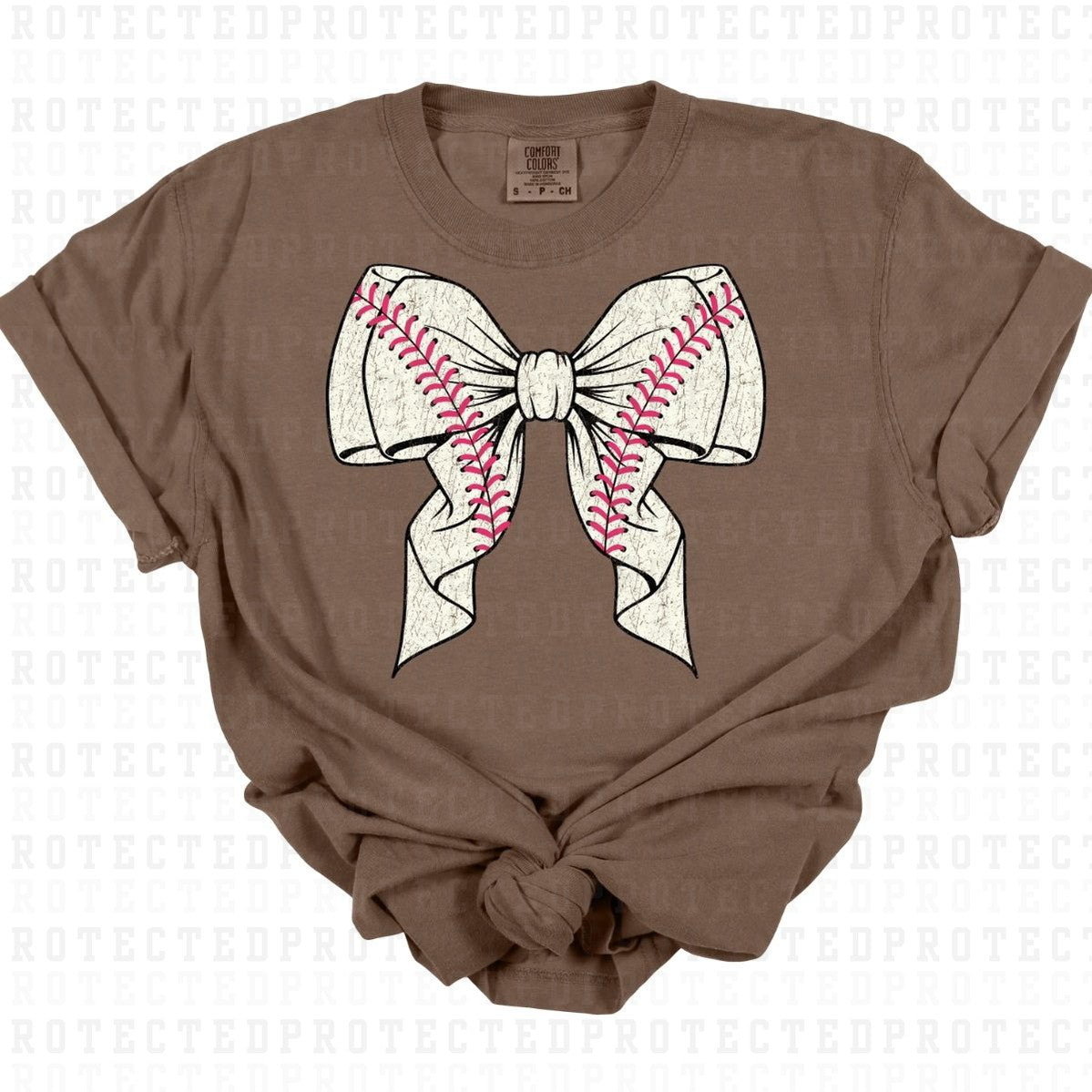 COQUETTE BASEBALL BOW *W/GRUNGE* - DTF TRANSFER