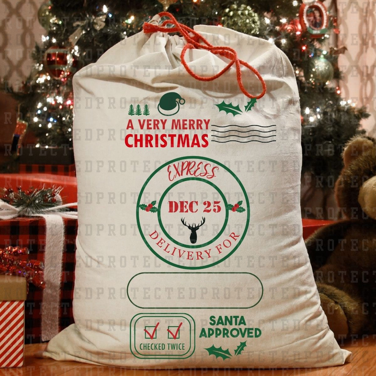 A VERY MERRY CHRISTMAS SANTA SACK - DTF TRANSFER