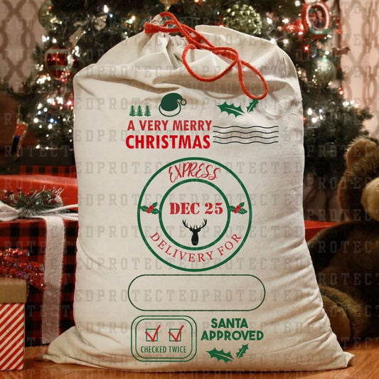 A VERY MERRY CHRISTMAS SANTA SACK - DTF TRANSFER