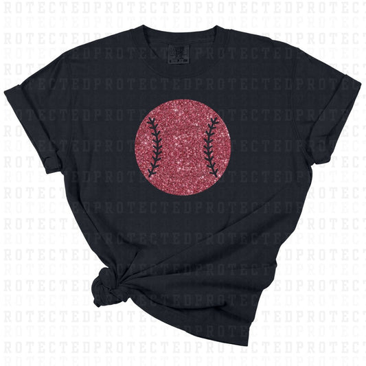 DARK PINK BASEBALL W/ TRANSPARENT STITCHING *FAUX SEQUIN* - DTF TRANSFER