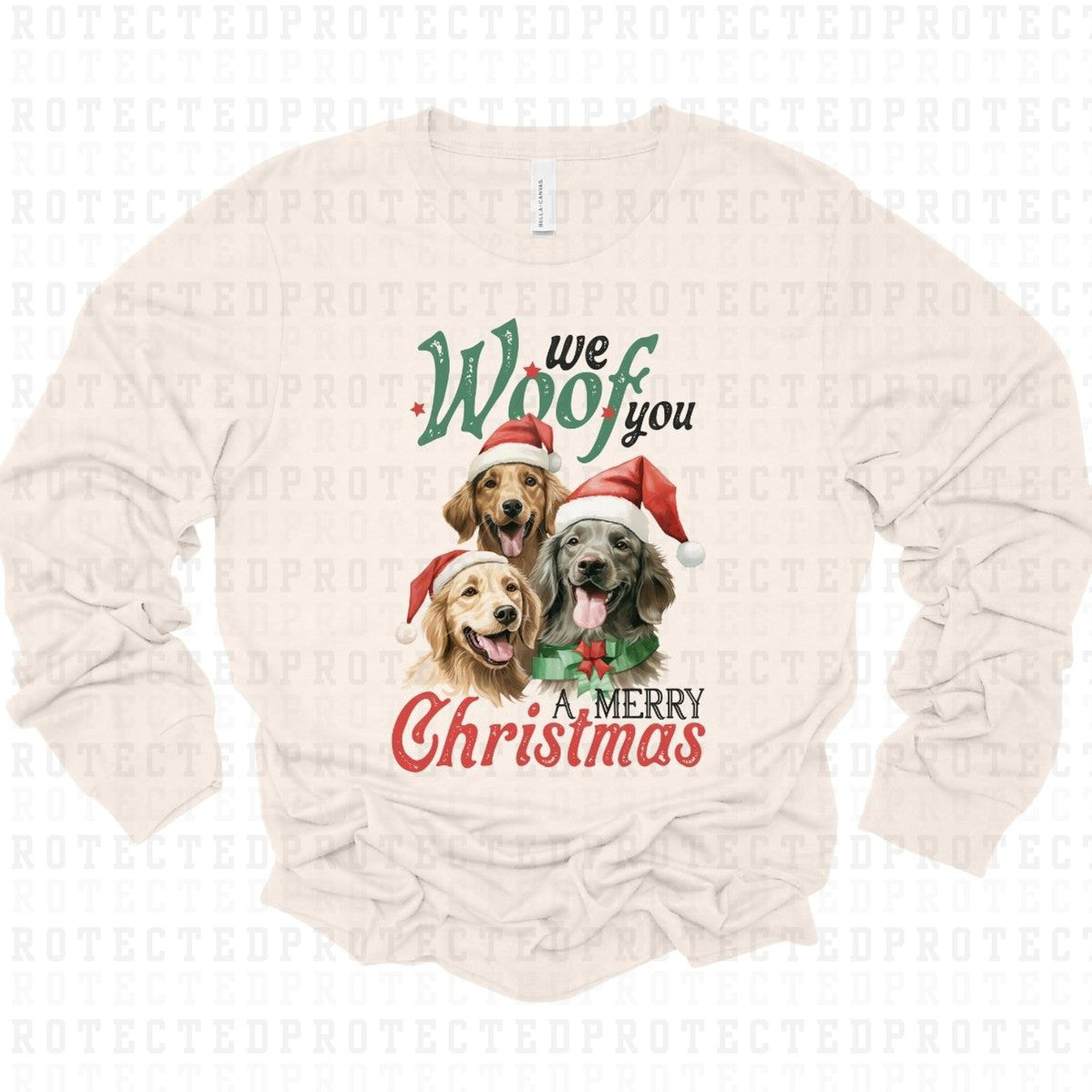 VINTAGE WE WOOF YOU A MERRY CHRISTMAS - DTF TRANSFER