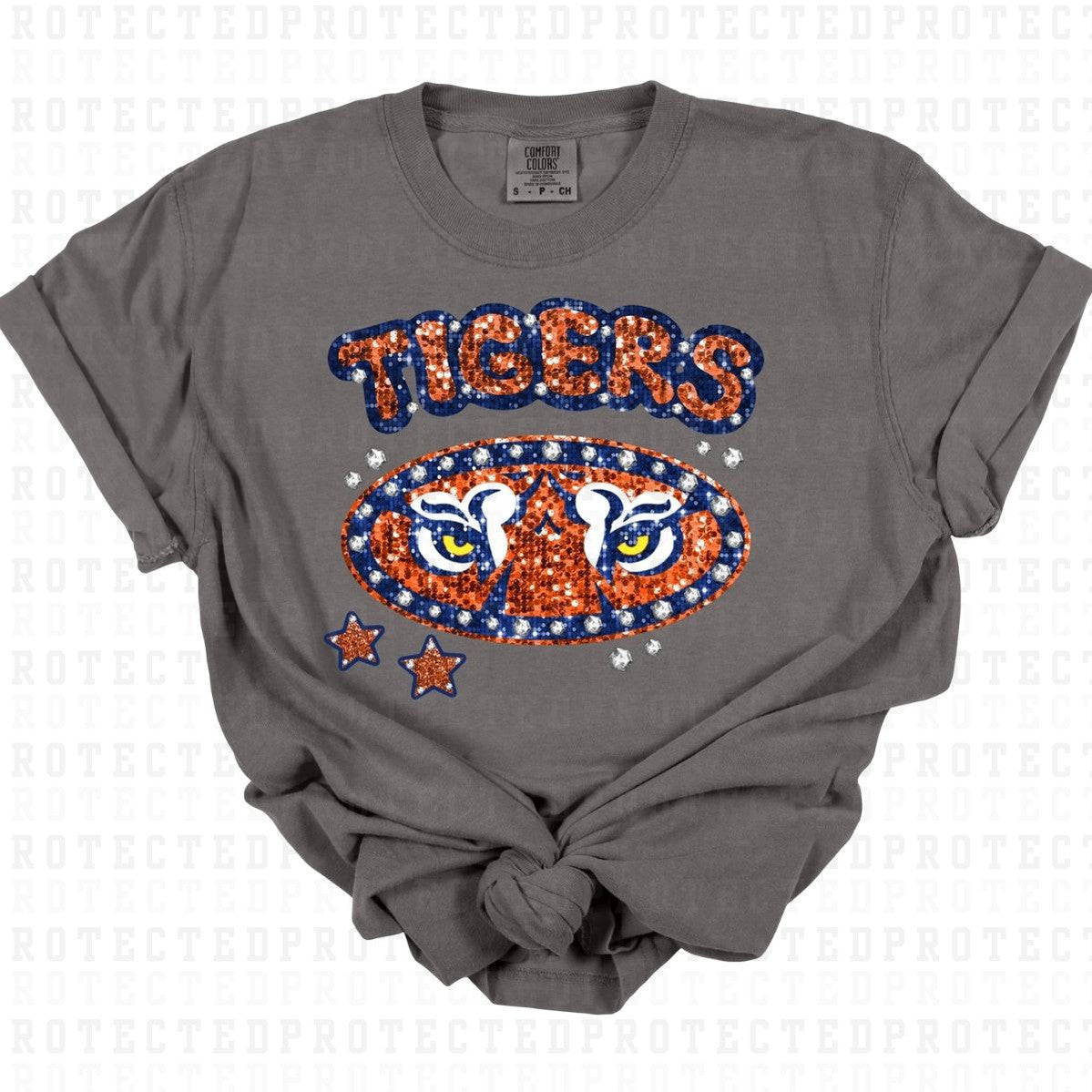 TIGERS *FAUX RHINESTONES/FAUX SEQUIN* - DTF TRANSFER