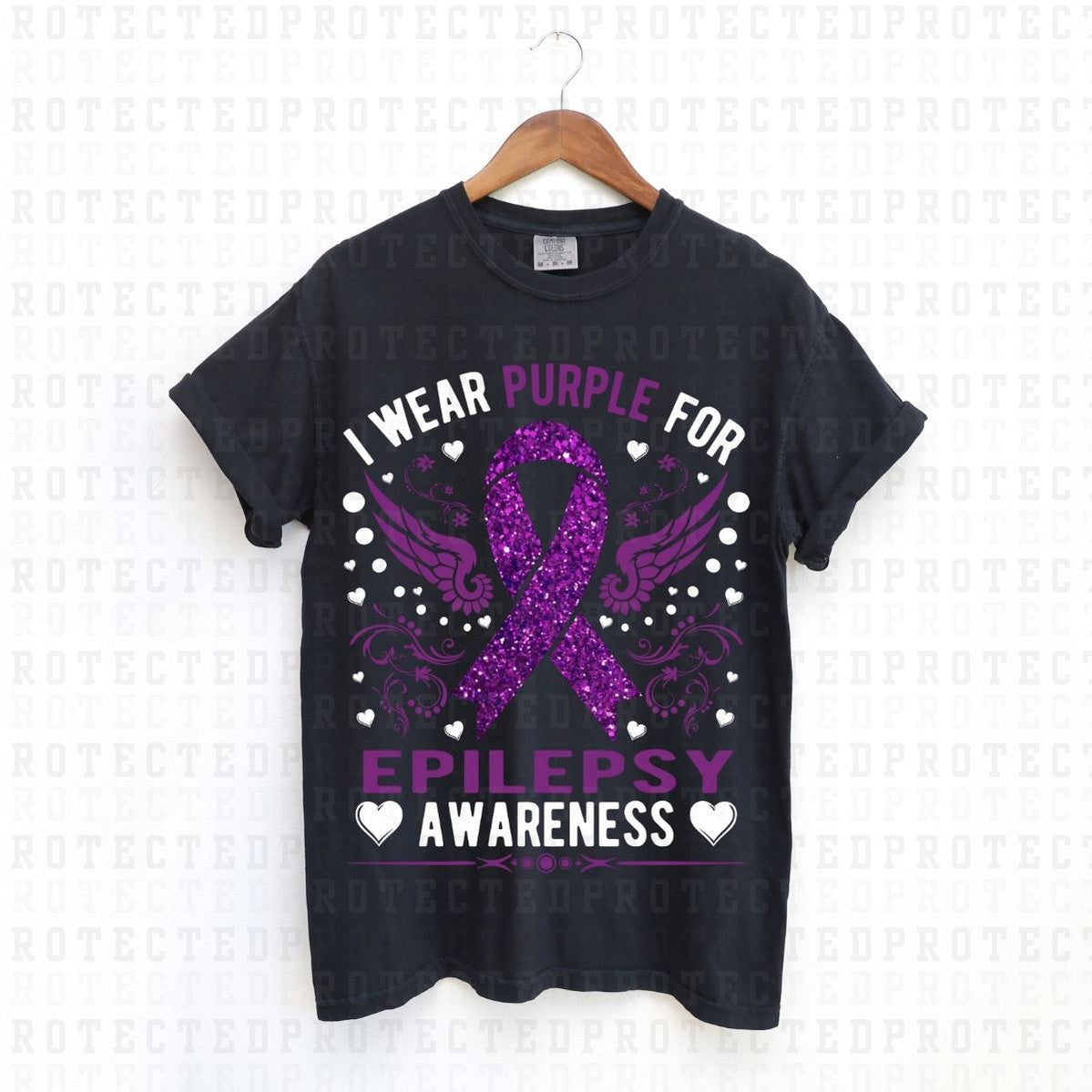 I WEAR PURPLE FOR EPILEPSY AWARENESS *FAUX SEQUIN* - DTF TRANSFER