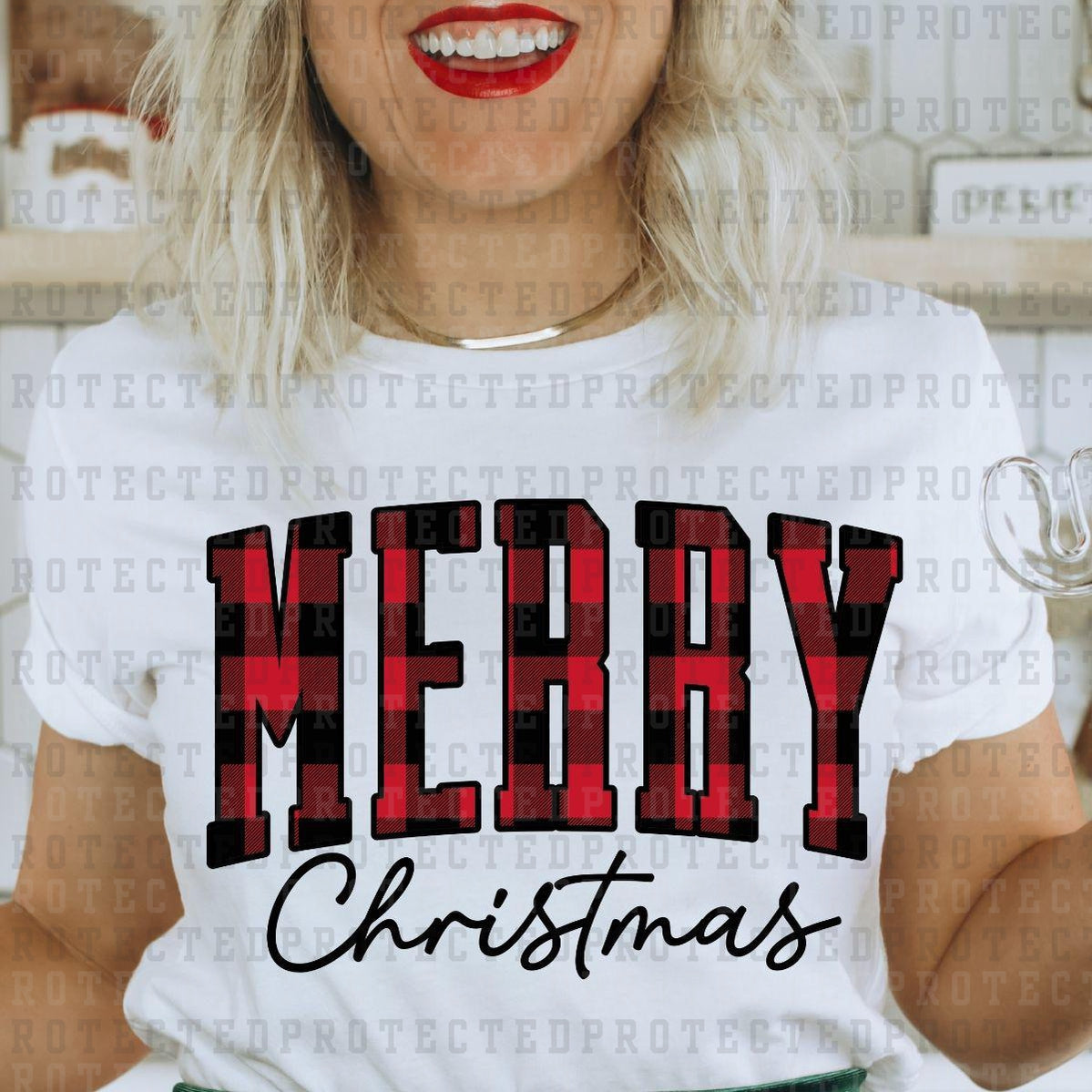 MERRY CHRISTMAS*RED & BLACK CHECK* - DTF TRANSFER