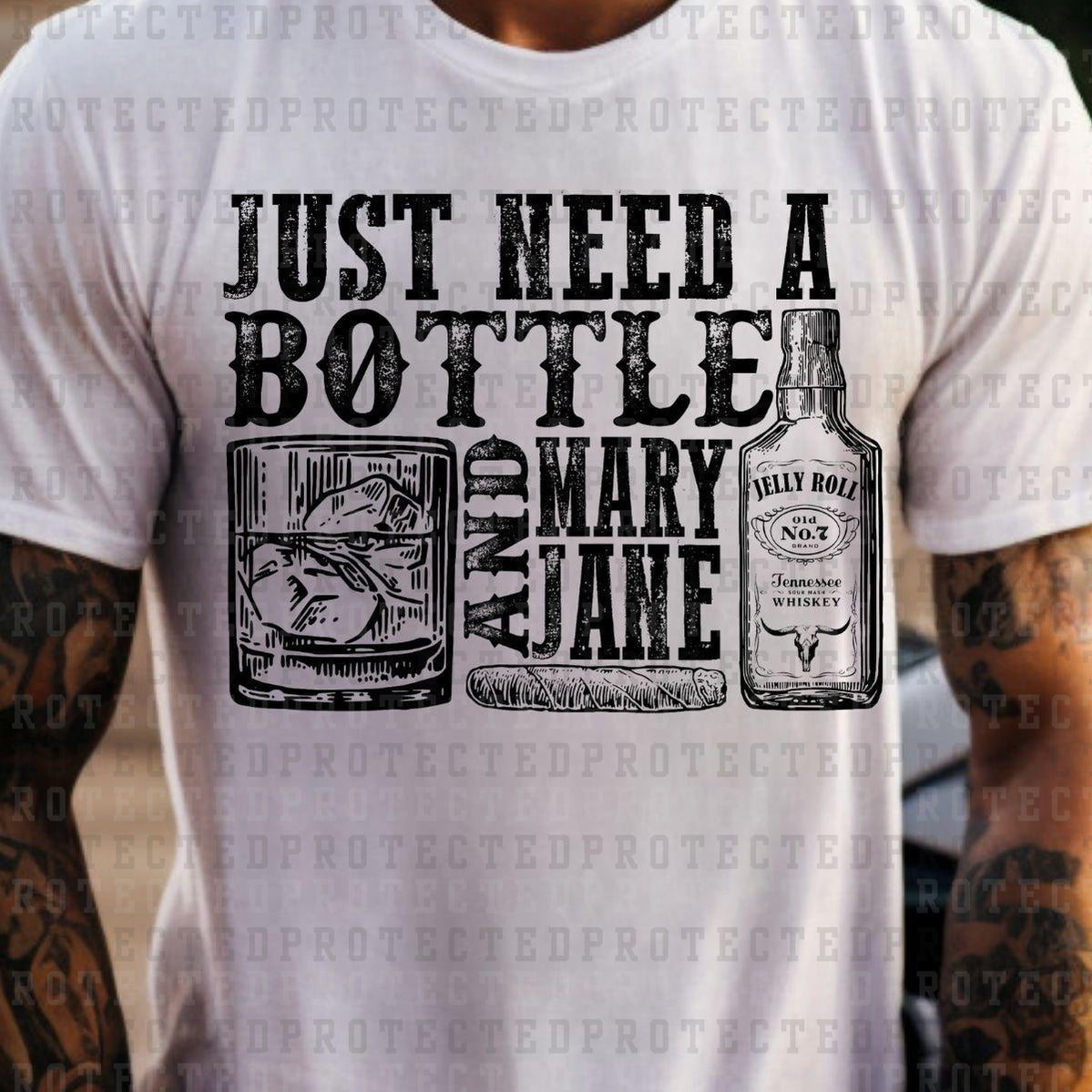 A BOTTLE AND MARY JANE *SINGLE COLOR* - DTF TRANSFER