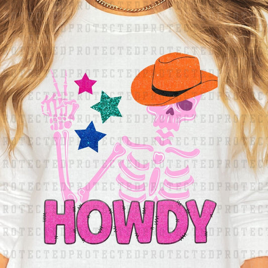 HOWDY SKELETON *FAUX SEQUIN* -  DTF TRANSFER