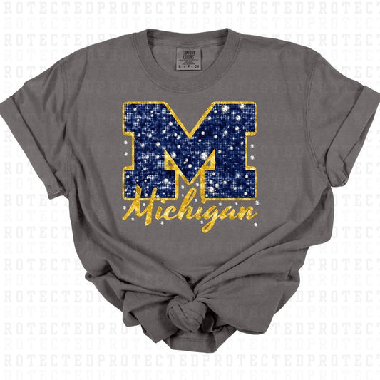 MICHIGAN *FAUX RHINESTONES/FAUX SEQUIN* - DTF TRANSFER