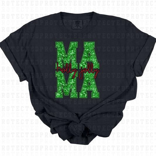 HOLLY JOLLY MAMA *FAUX SEQUIN* - DTF TRANSFER