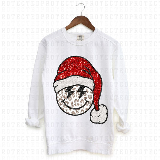 SANTA SMILEY *FAUX SEQUIN* - DTF TRANSFER