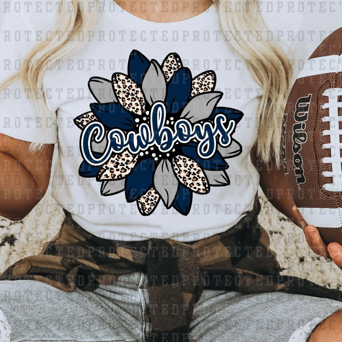 COWBOYS FOOTBALL LEOPARD SUNFLOWER - DTF TRANSFER