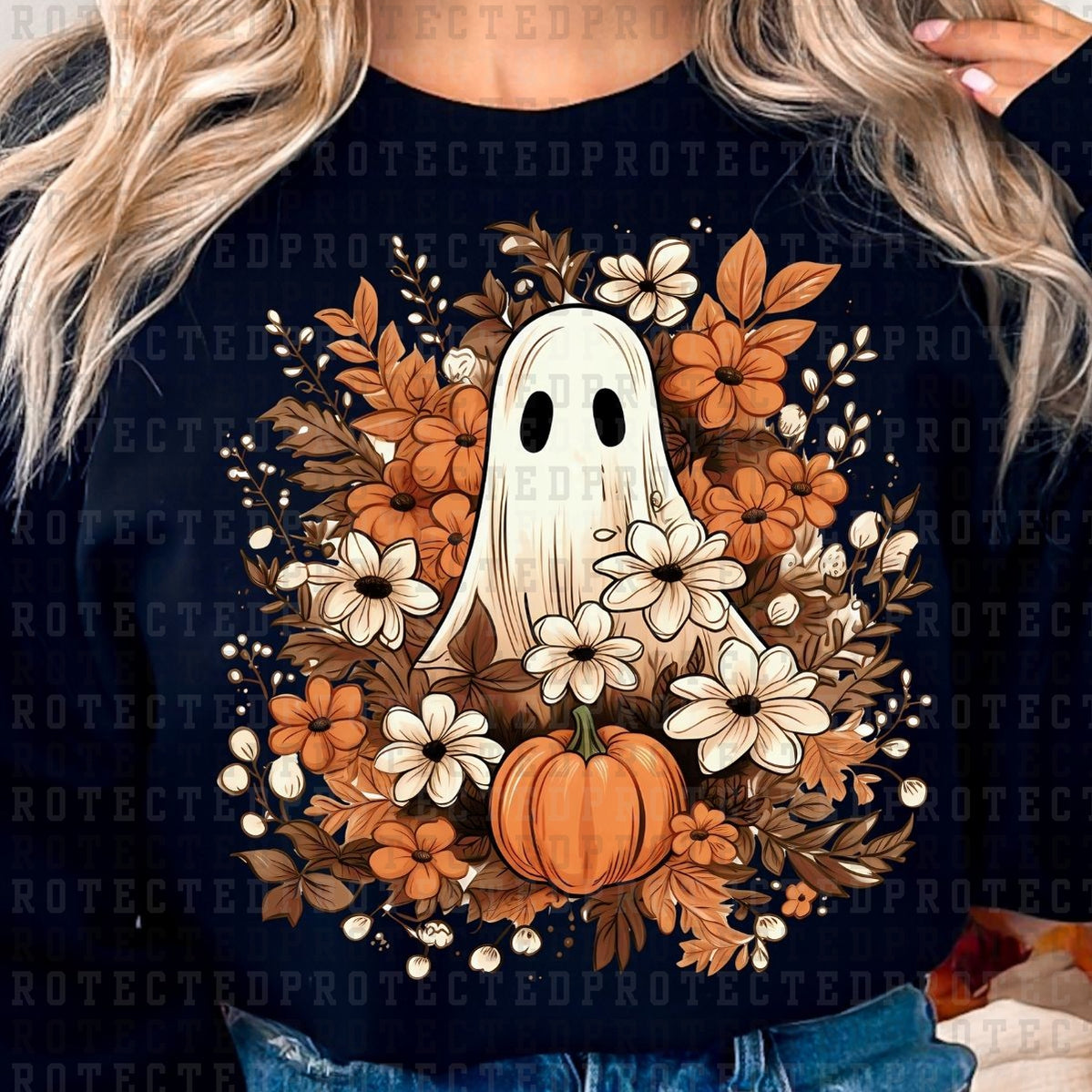 GHOST WITH PUMPKIN -  DTF TRANSFER