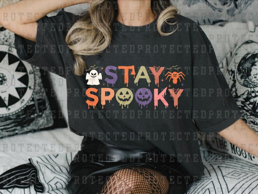 STAY SPOOKY - WHITE SCARY GHOST - GREEN/PURPLE PUMPKINS - ORANGE SPIDER - DTF TRANSFERS