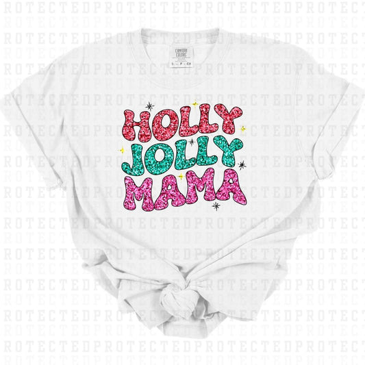 HOLLY JOLLY MAMA *FAUX SEQUIN* - DTF TRANSFER