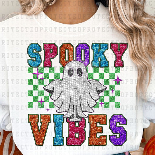 SPOOKY VIBES *FAUX SEQUIN* -  DTF TRANSFER