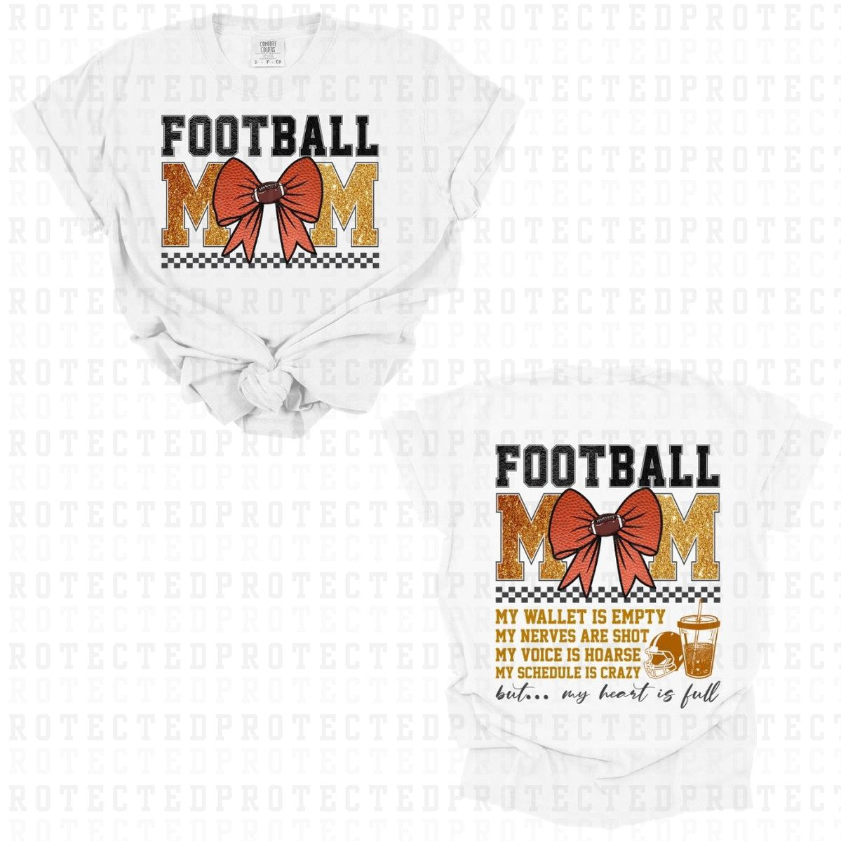 FOOTBALL MOM (FAUX SEQUIN/FULL FRONT+FULL BACK) - DTF TRANSFER