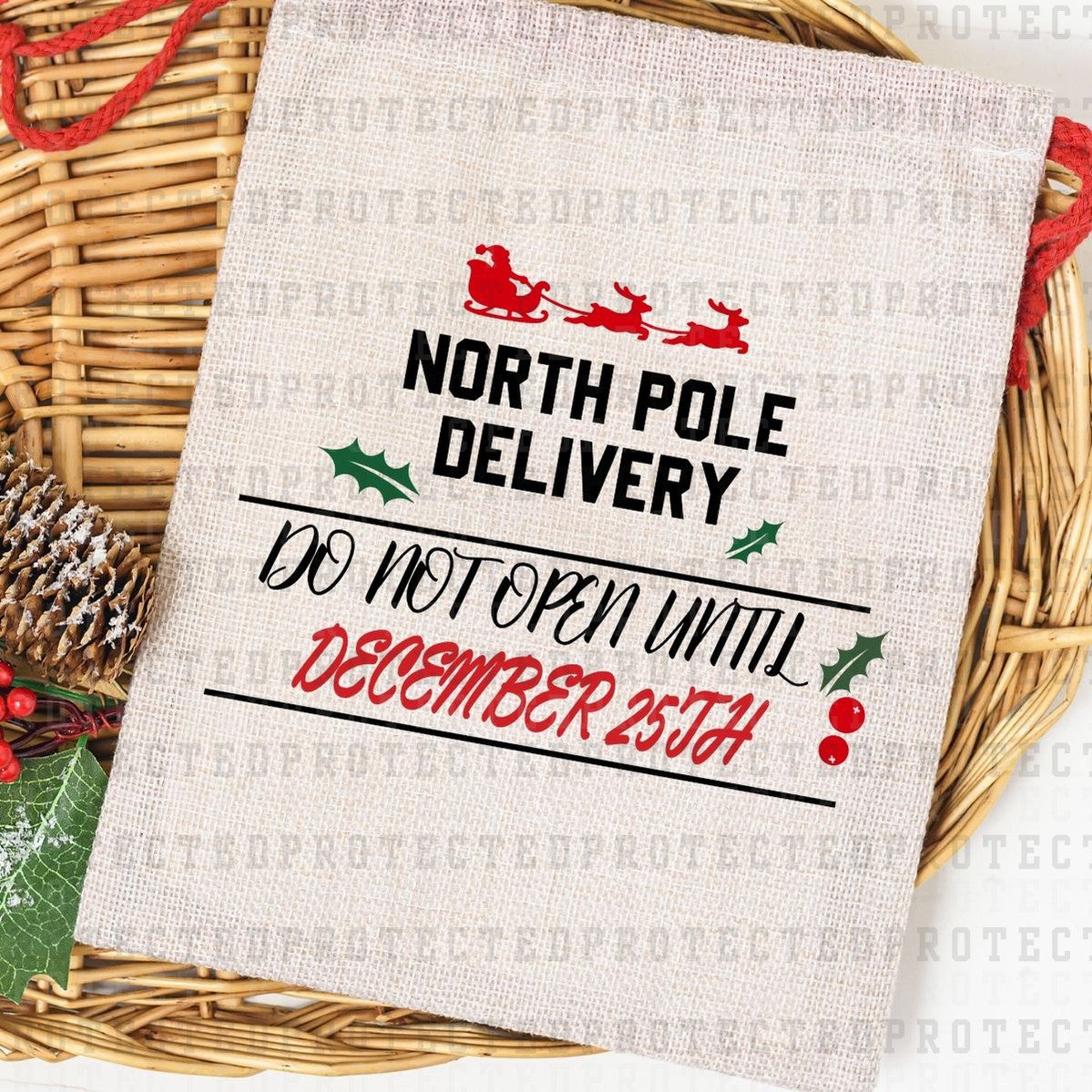 NORTH POLE DELIVERY SANTA SACK - DTF TRANSFER