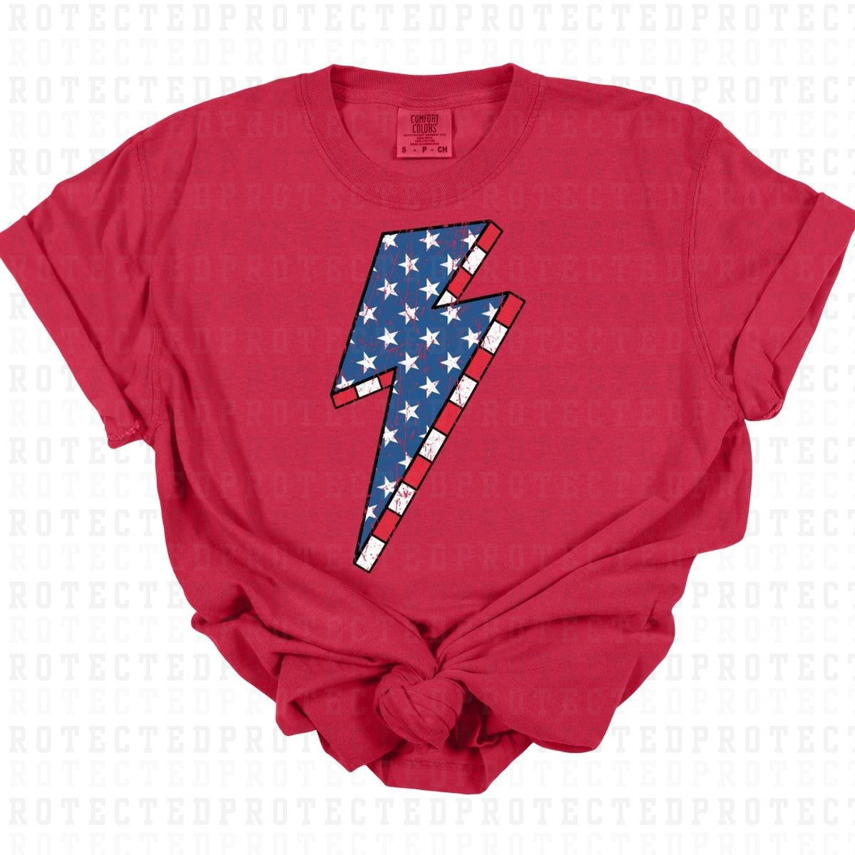 PATRIOTIC LIGHTNING BOLT *W/GRUNGE* - DTF TRANSFER