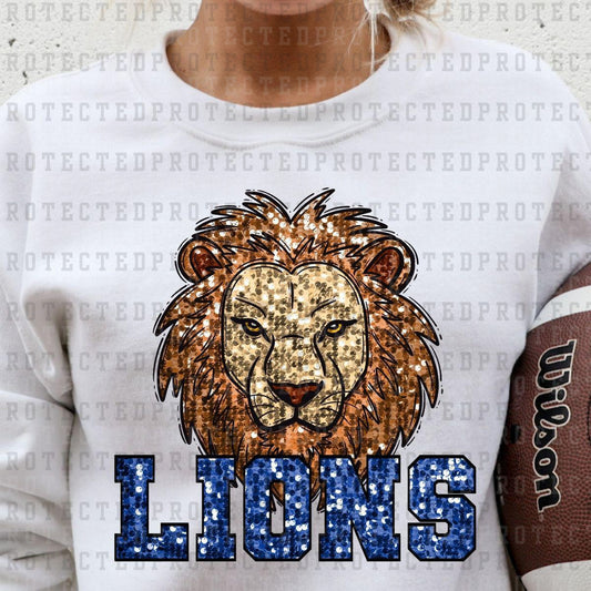 LIONS FOOTBALL *FAUX SEQUINS* - DTF TRANSFER