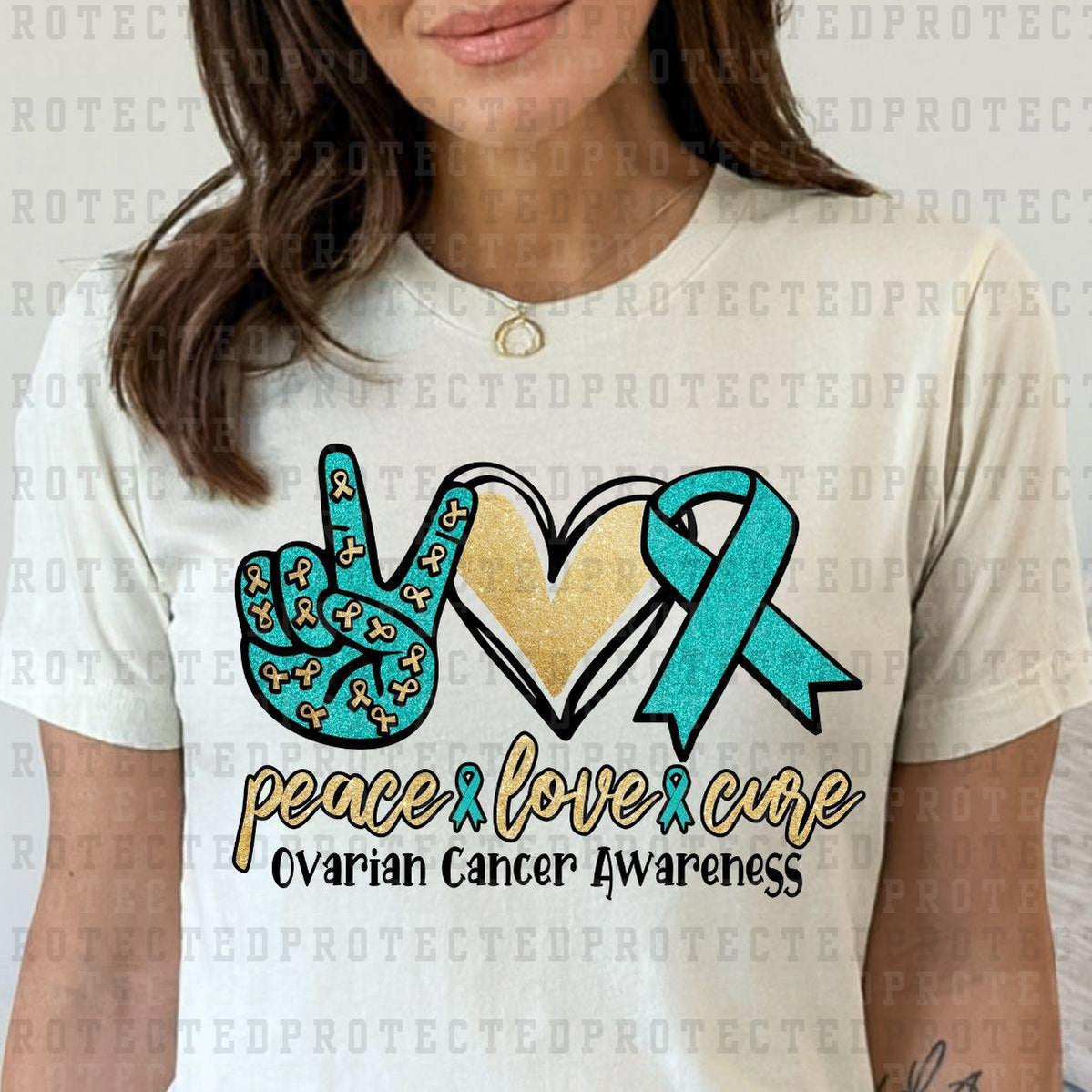 PEACE LOVE CURE OVARIAN CANCER - DTF TRANSFER