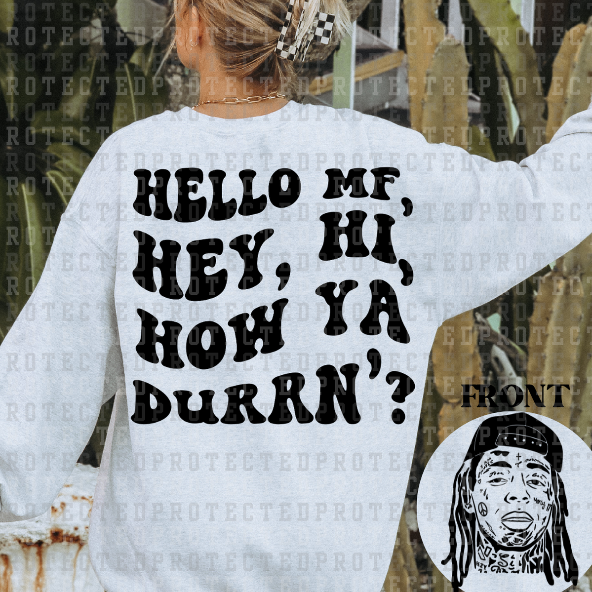 HELLO MF *LIL WAYNE* (SINGLE COLOR/POCKET/BACK) - DTF TRANSFER