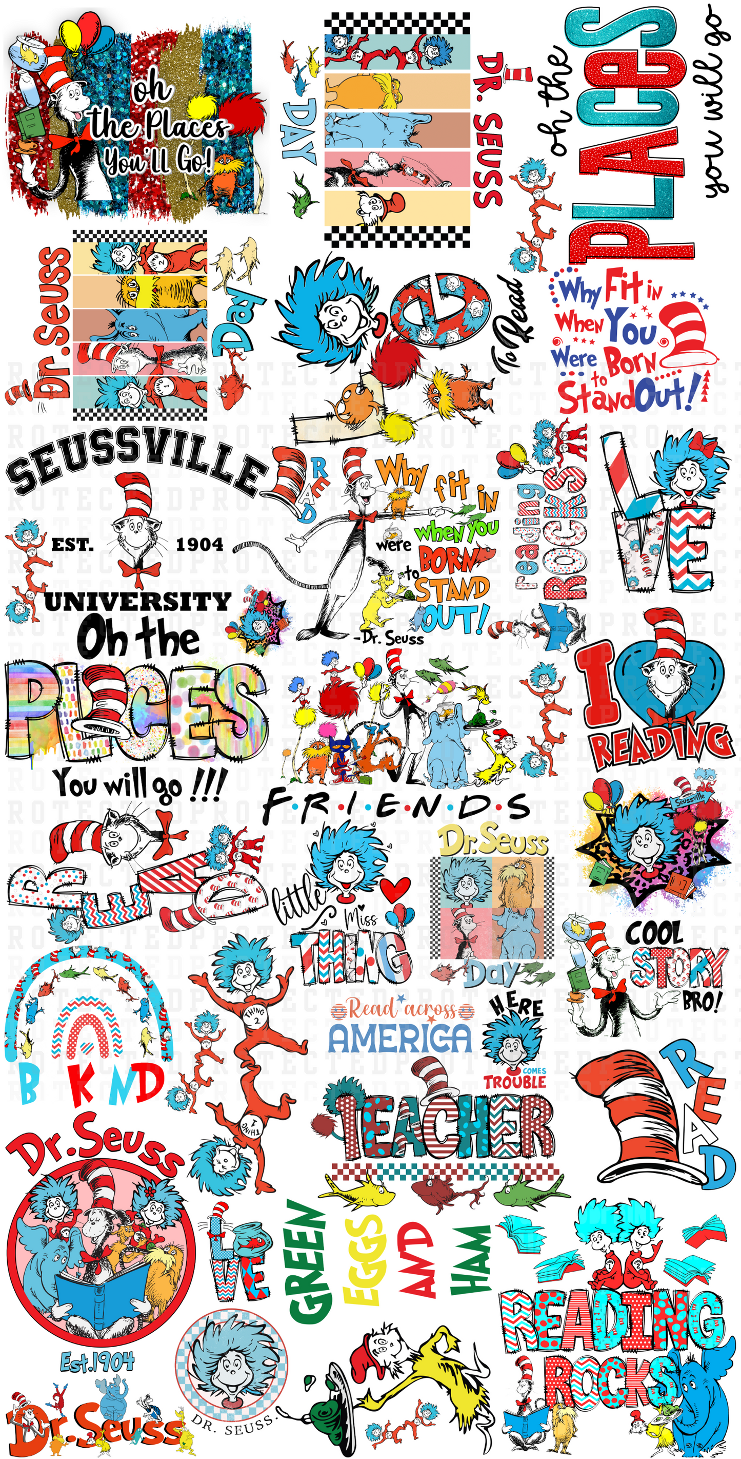 DR SUESS ADULT & KIDS  - 30" x 60" PRE-MADE GANG