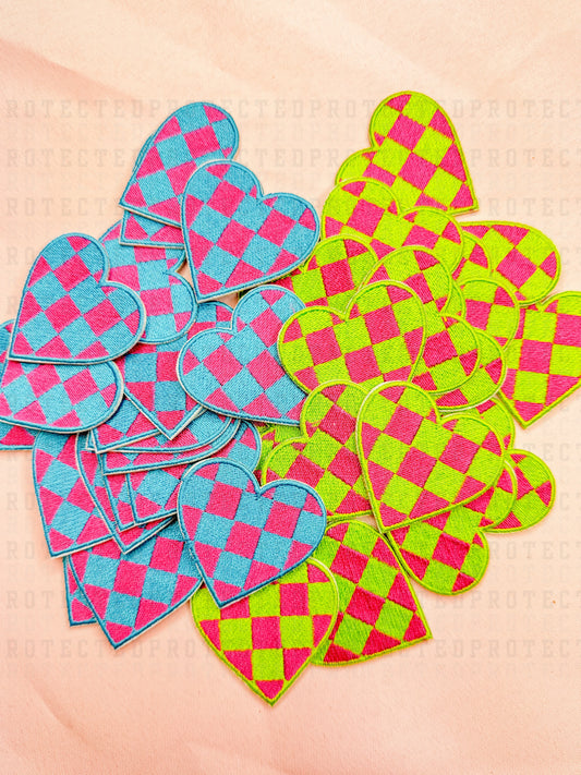 CHECKERED HEARTS - HAT PATCH