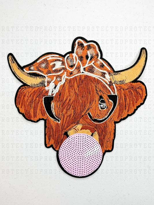 HIGHLAND COW BUBBLE GUM - CHENILLE PATCH