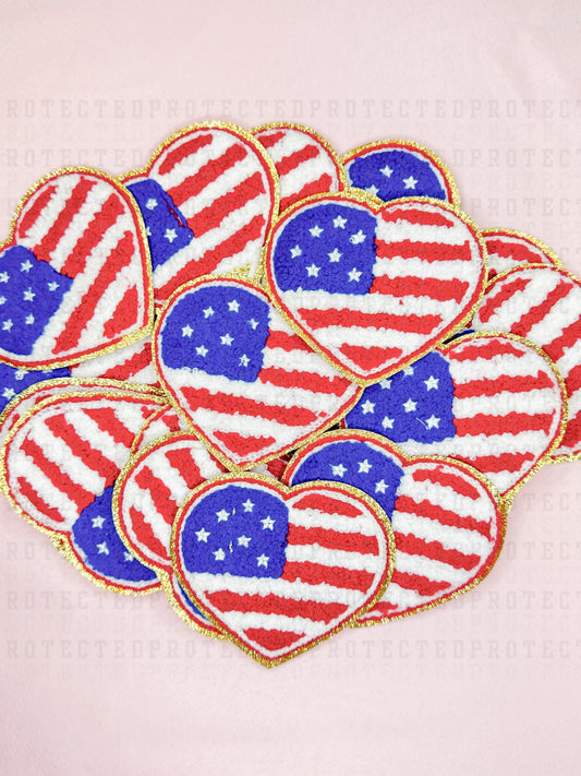 RED WHITE BLUE HEART - HAT PATCH