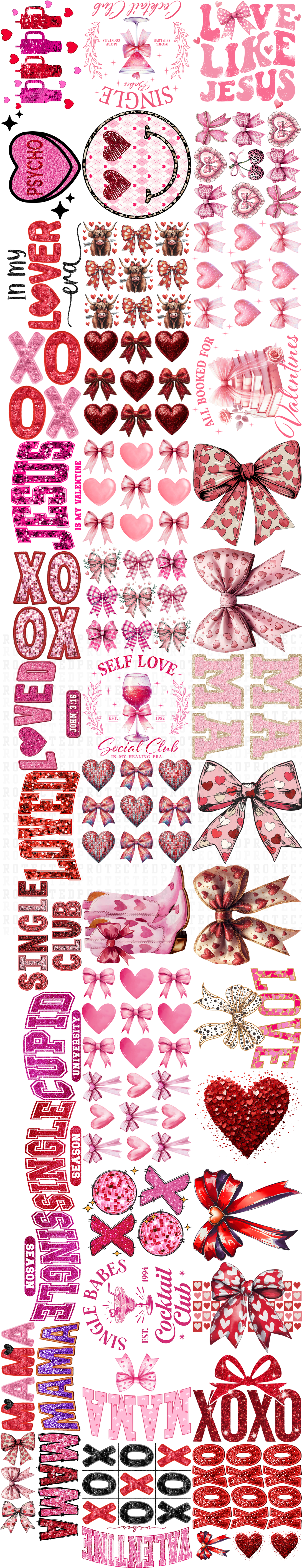 VDAY GLITTER & BOWS  - 30" x 160" PRE-MADE GANG