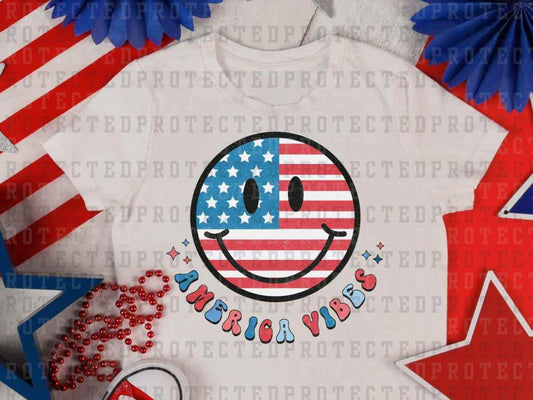 AMERICA VIBES FLAG SMILEY - DTF TRANSFER