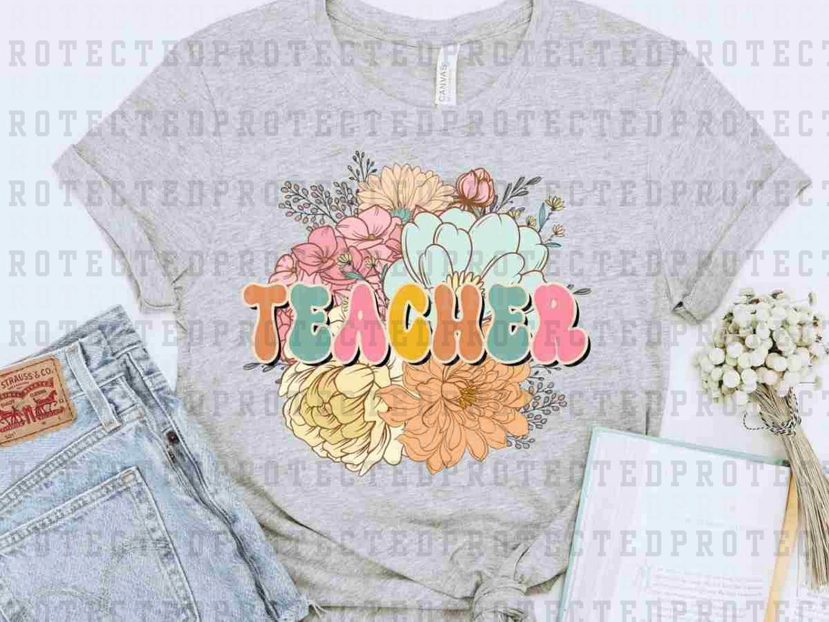 TEACHER FLORAL - DTF TRANSFER