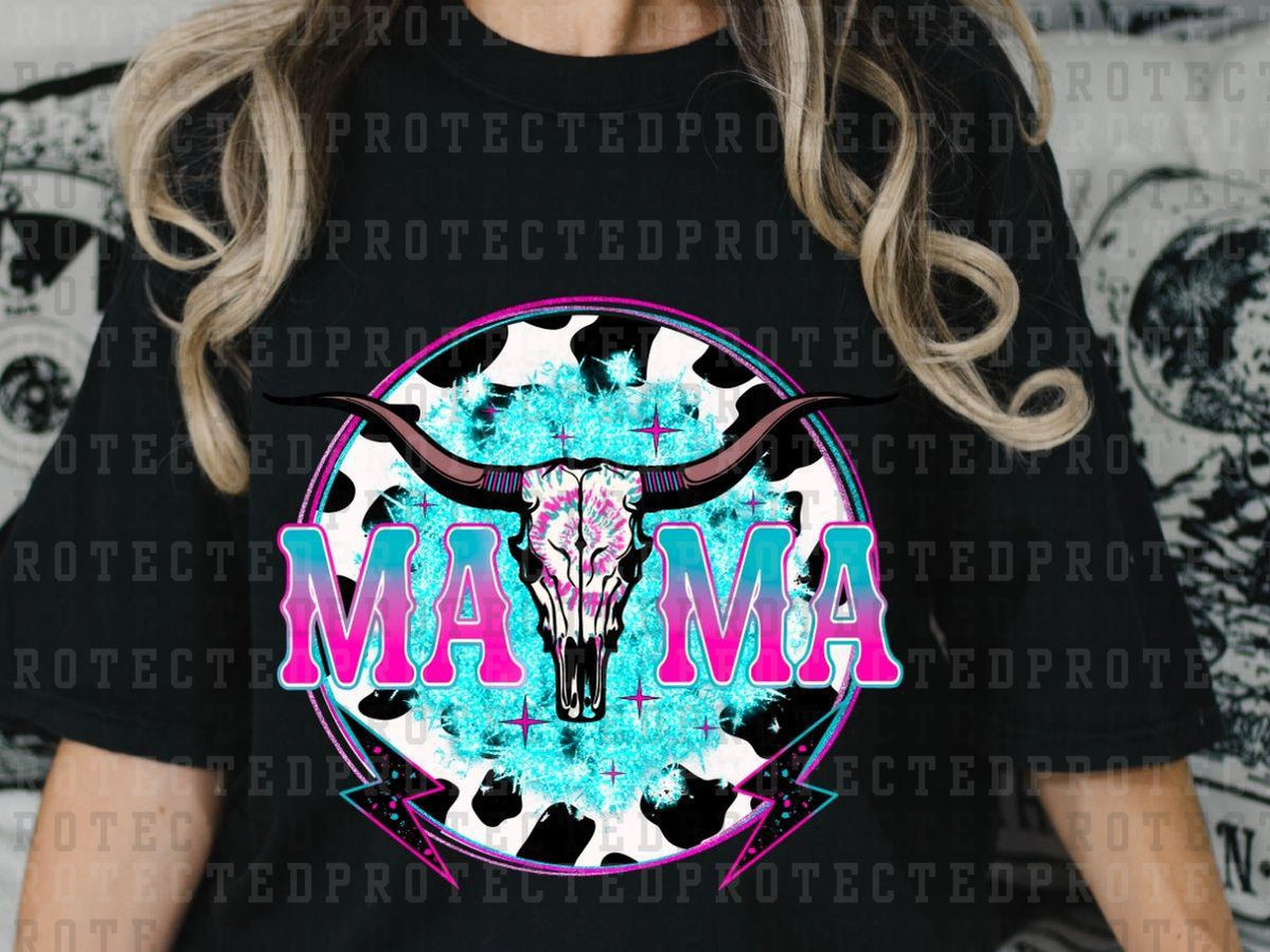 NEON MAMA COW SKULL - DTF TRANSFER