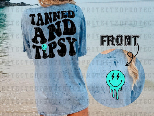 TANNED AND TIPSY TEAL (FRONT/BACK) - DTF TRANSFER