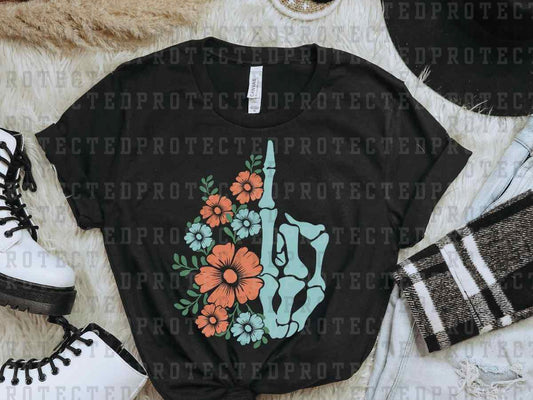 BLUE MIDDLE FINGER FLORAL - DTF TRANSFER