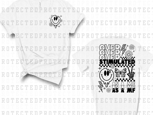 OVERSTIMULATED MELTING SMILEY (SINGLE COLOR/POCKET/BACK)- DTF TRANSFER