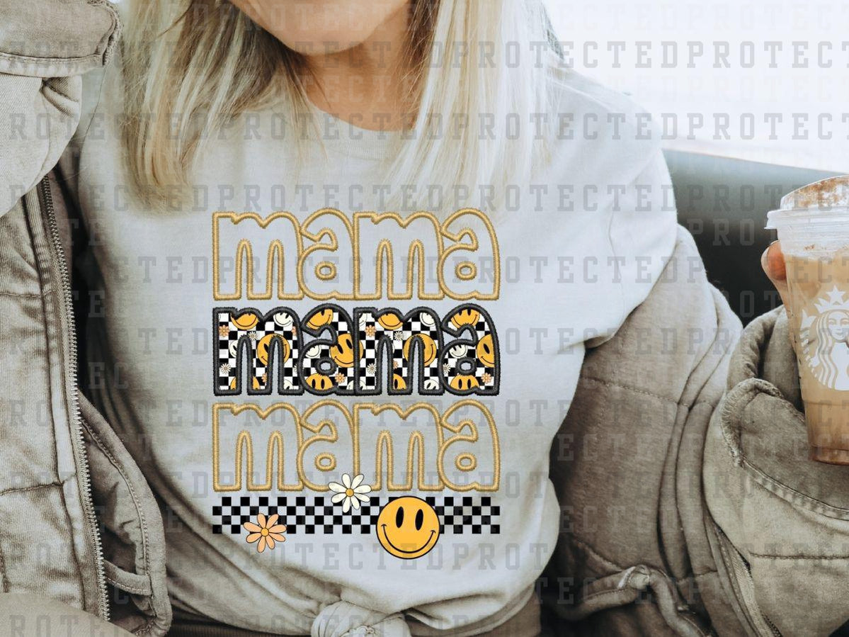 MAMA x3 CHECKERD SMILEY - DTF TRANSFERS