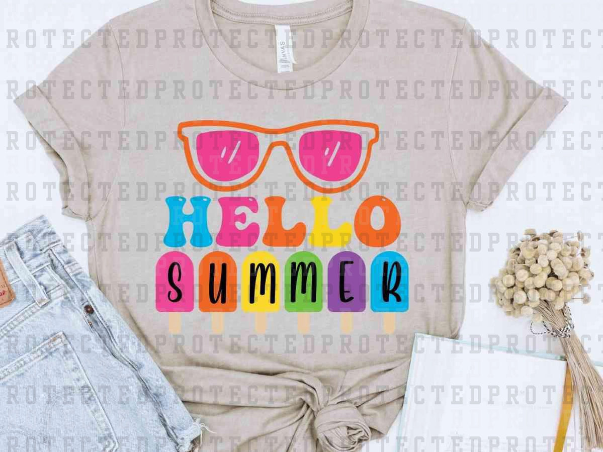 HELLO SUMMER SUNNIES POPSICLES - DTF TRANSFER