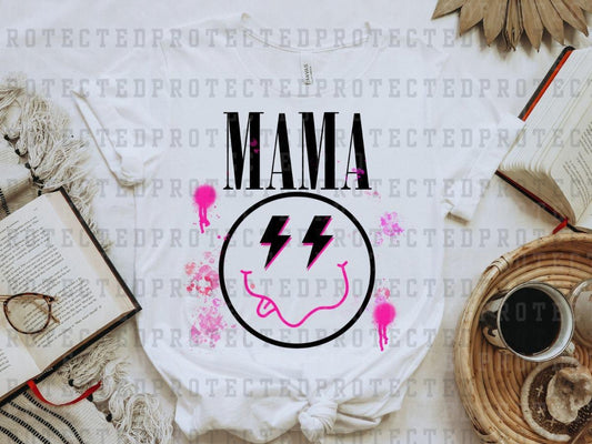 BLACK MAMA LIGHTNING SMILEY PINK SPRAYPAINT - DTF TRANSFER