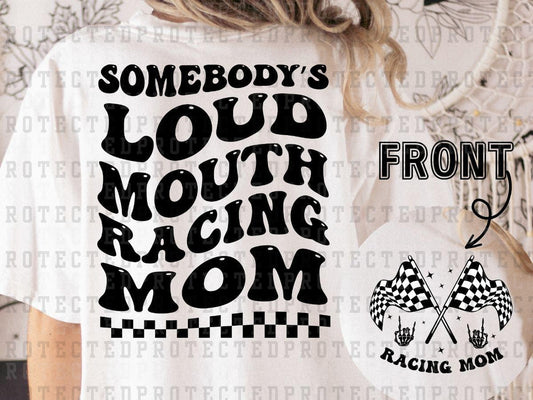 RACING MOM (SINGLE COLOR/POCKET/BACK ) - DTF TRANSFER