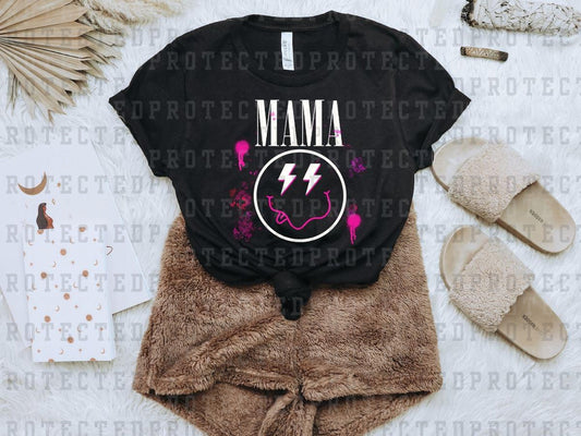 WHITE MAMA LIGHTNING SMILEY PINK SPRAYPAINT - DTF TRANSFER