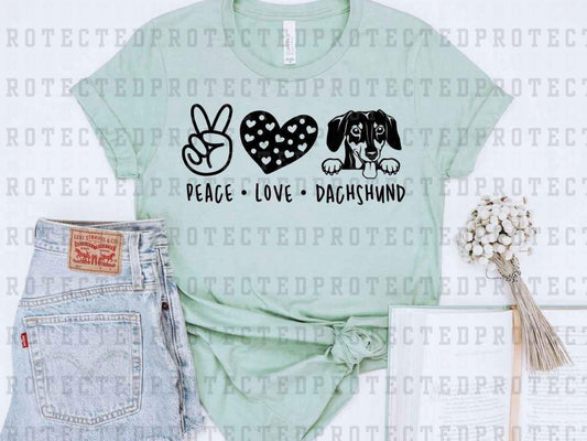 PEACE LOVE DACHSHUND *SINGLE COLOR* - DTF TRANSFER